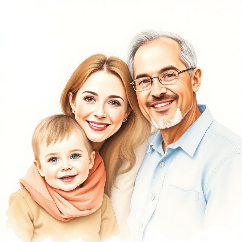 Watercolor Memory example of a family portrait
